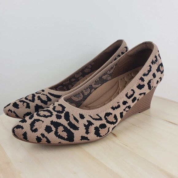 VIVAIA Wedge Shoes Size 40.5 Aria Pointed Toe Leopard Print Knit Casual Corpcore - Picture 8 of 16